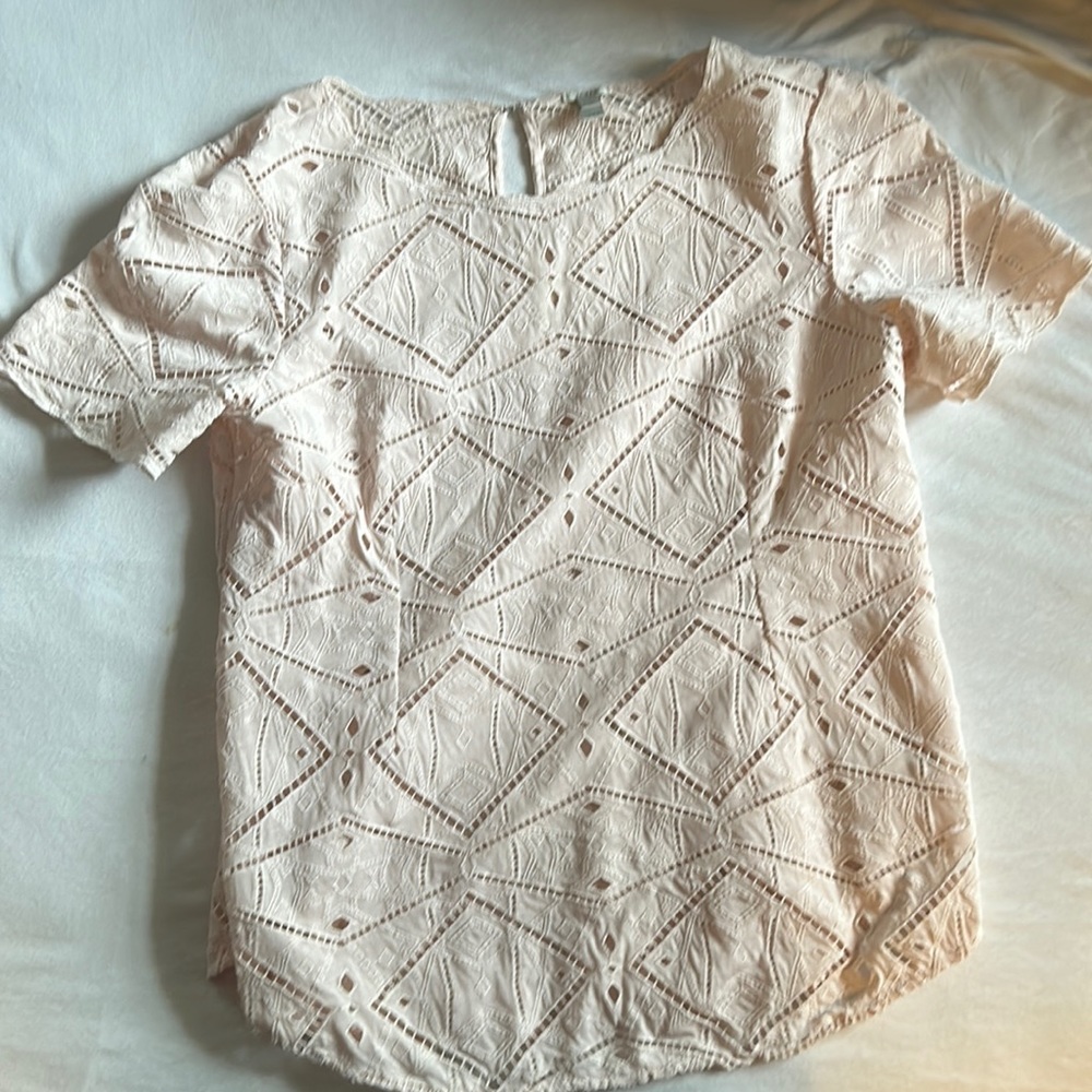 J Crew Eyelet Short-Sleeve Shirt